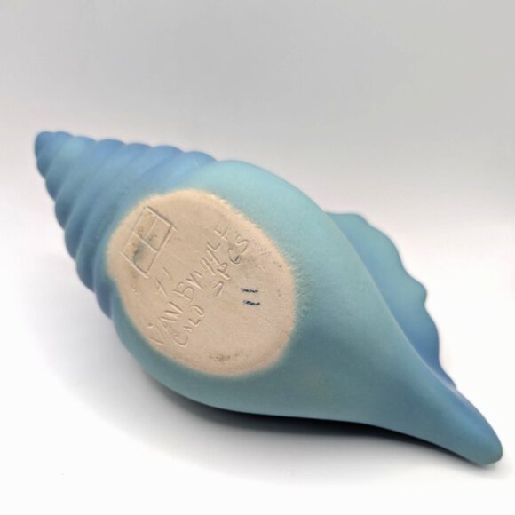 Vtg Van Briggle 9" Turquoise Conch Shell Fine Art Pottery Planter Signed EUC - Picture 6 of 7